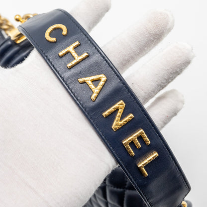 Chanel 20B medium boy bag with top handle Calfskin navy