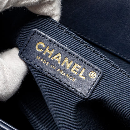 Chanel 20B medium boy bag with top handle Calfskin navy