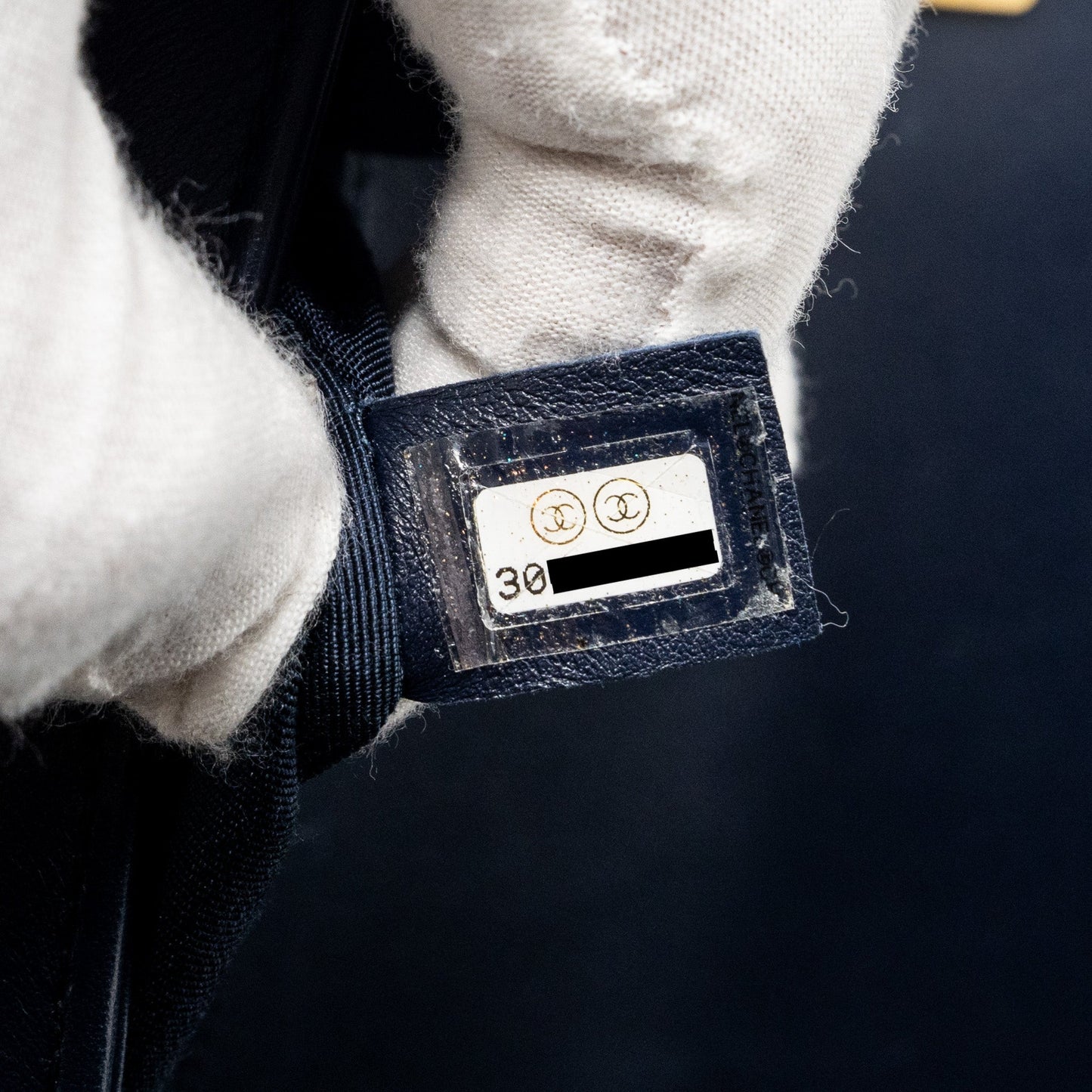 Chanel 20B medium boy bag with top handle Calfskin navy
