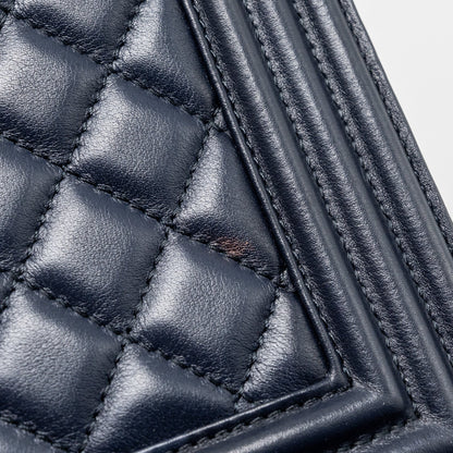Chanel 20B medium boy bag with top handle Calfskin navy