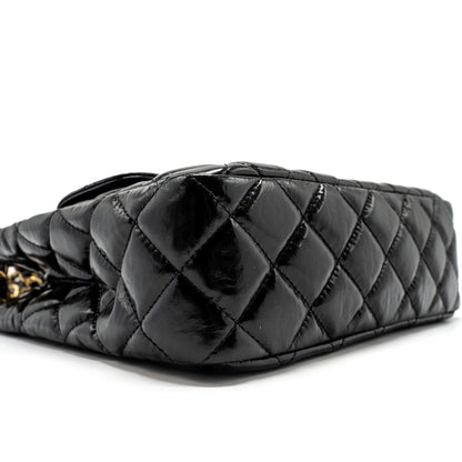 Chanel 23C Hobo Bag Shiny Calfskin Black Brushed  (Microchip)