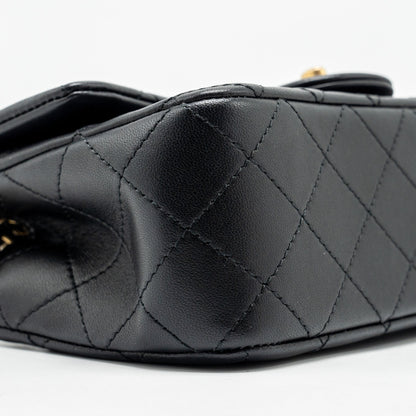 Chanel Pearl Crush Mini Rectangular Flap Bag Lambskin Black  (microchip)