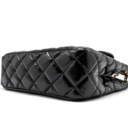 Chanel 23C Hobo Bag Shiny Calfskin Black Brushed  (Microchip)
