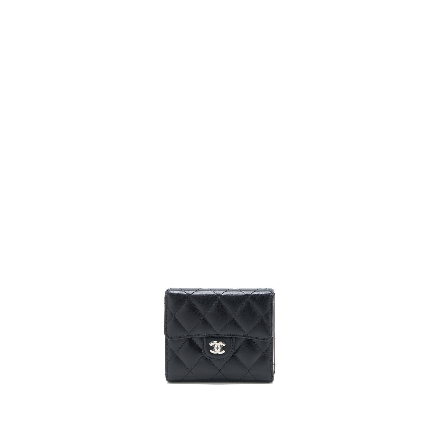 Chanel Small Classic Compact Wallet Lambskin Black