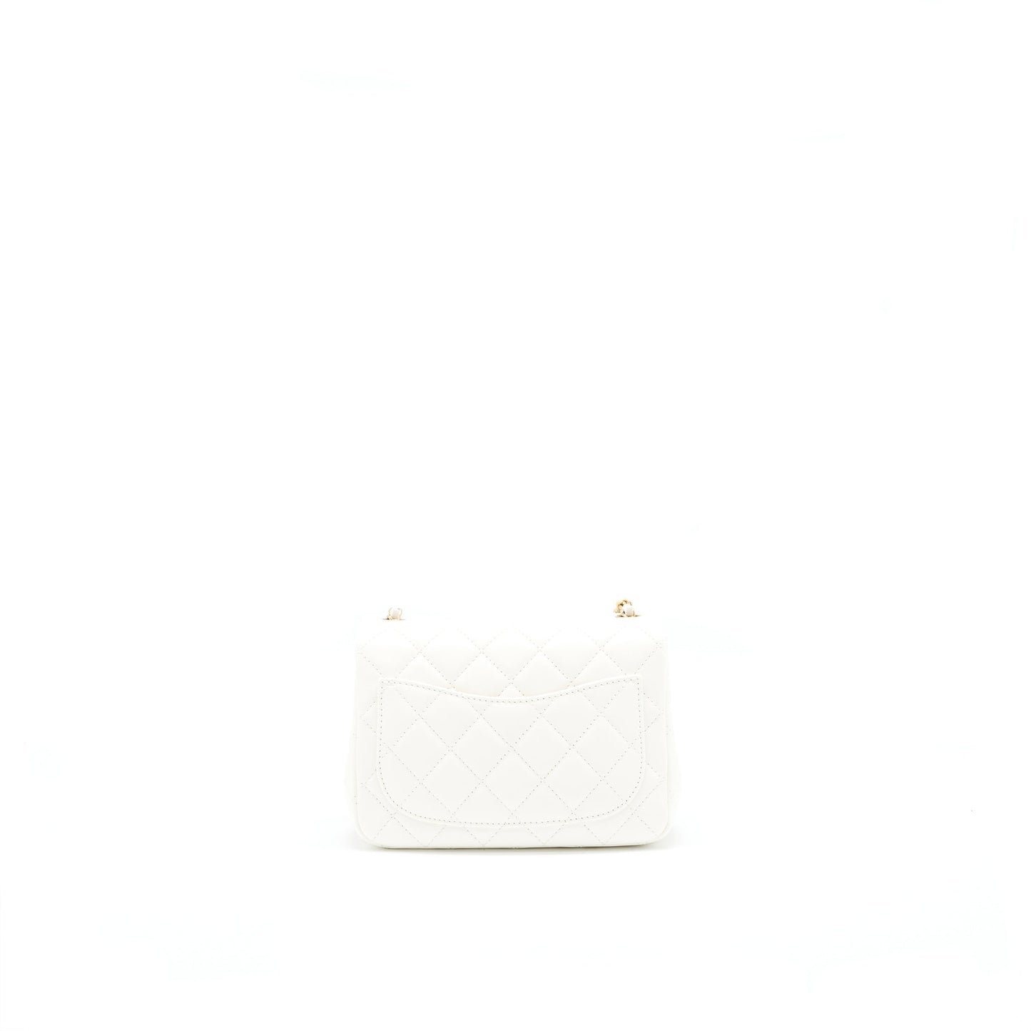 Chanel 21B Pearl Crush Square mini flap Bag Lambskin White