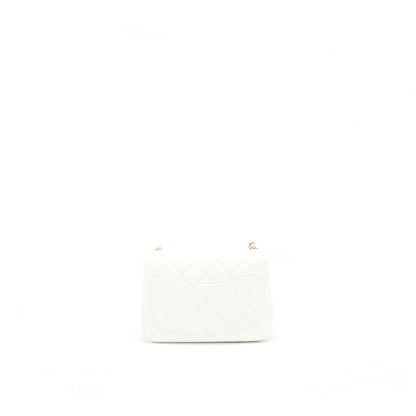 Chanel 21B Pearl Crush Square mini flap Bag Lambskin White