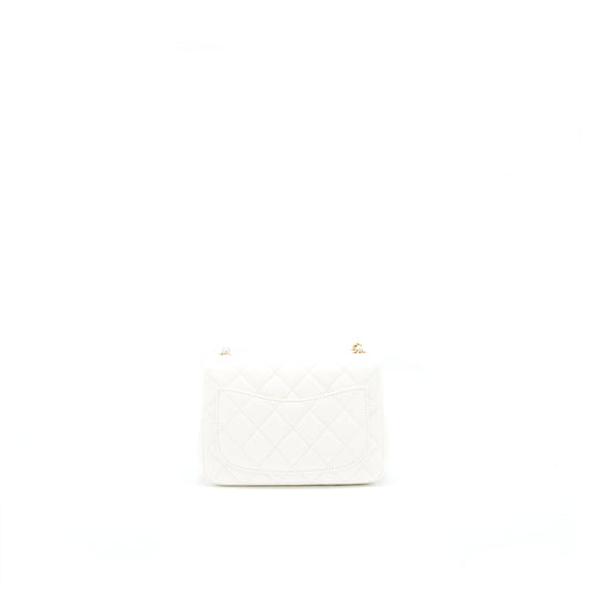 Chanel 21B Pearl Crush Square mini flap Bag White