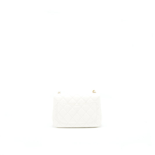Chanel 21B pearl crush Mini Square flap Bag White