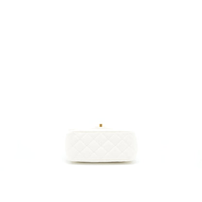 Chanel 21B Pearl Crush Square mini flap Bag Lambskin White