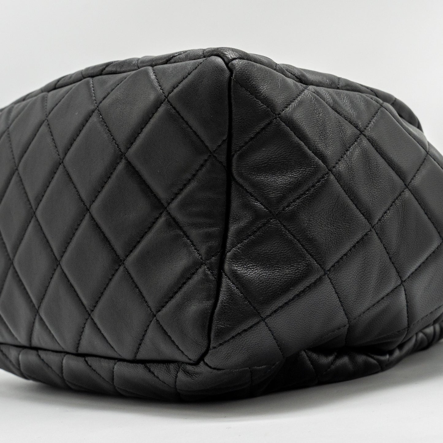 Chanel CC Chain Drawstring Bucket Bag Lambskin Black