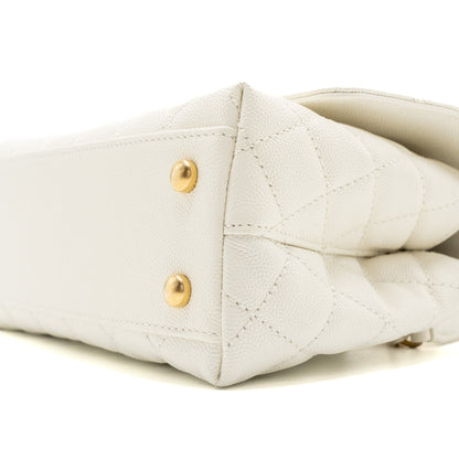 Chanel 23P detailed top handle Small coco handle caviar white  (microchip )