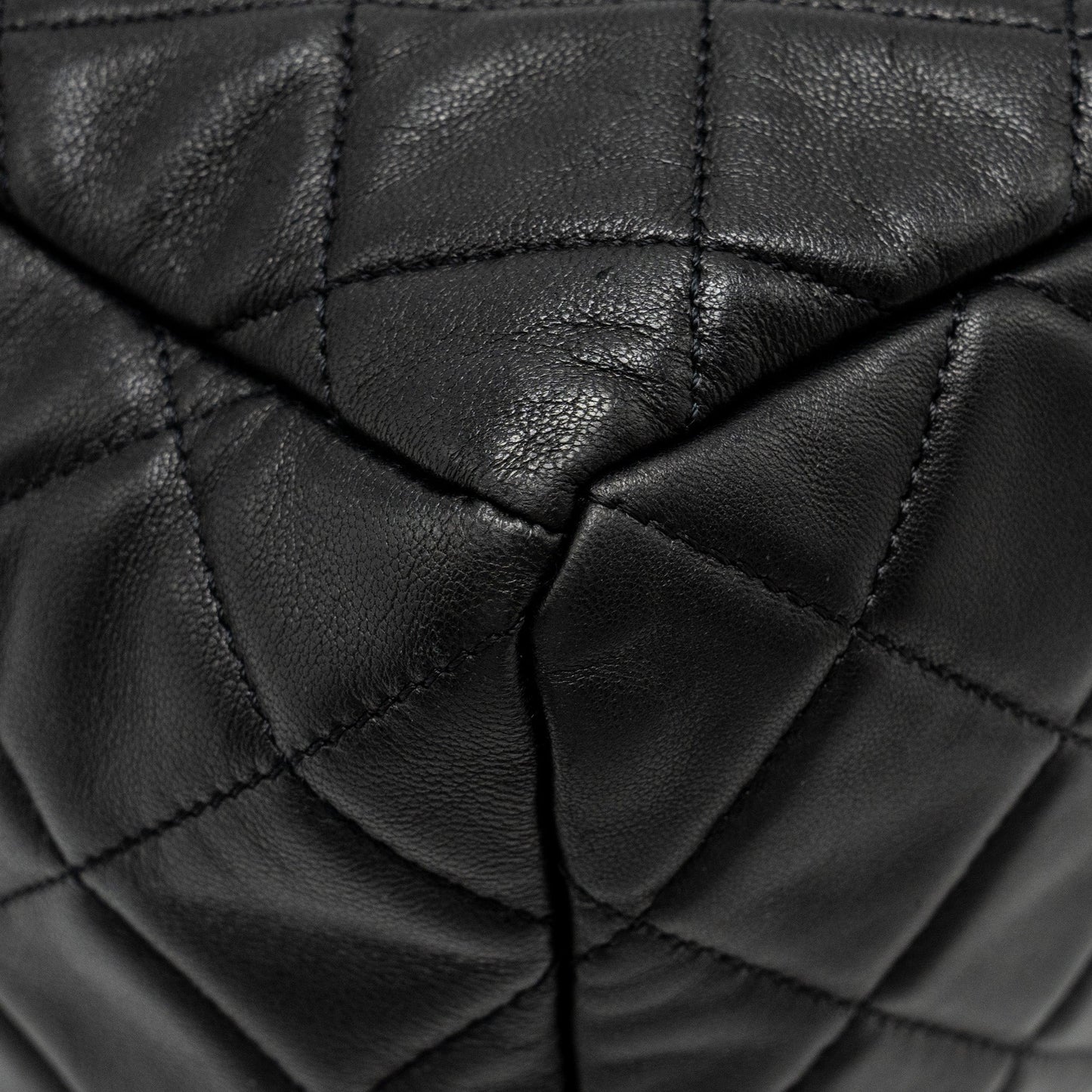 Chanel CC Chain Drawstring Bucket Bag Lambskin Black