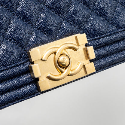 Chanel Medium boy bag caviar navy
