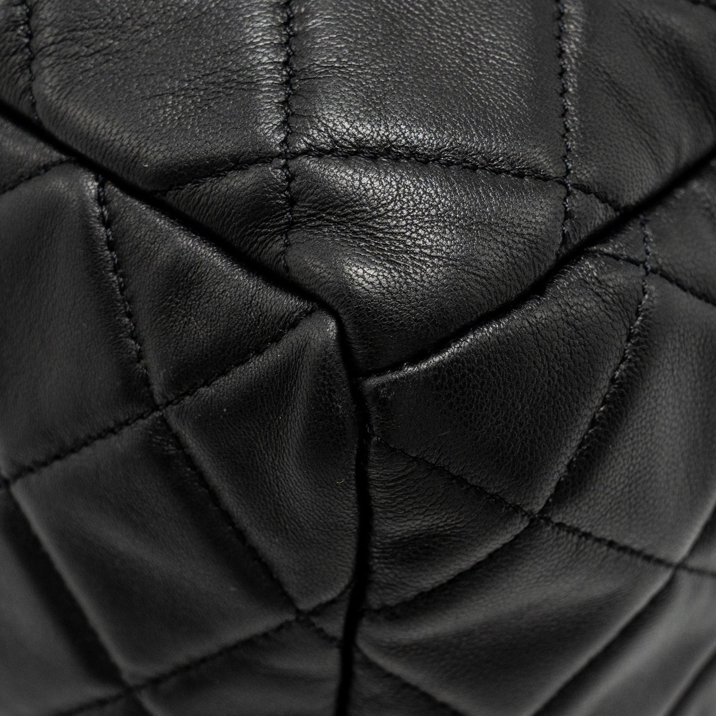 Chanel CC Chain Drawstring Bucket Bag Lambskin Black