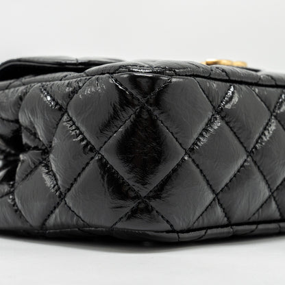 CHANEL 23C Small Hobo bag Shiny Calfskin Black Brushed (Microchip)