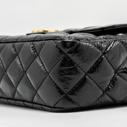 CHANEL 23C Small Hobo bag Shiny Calfskin Black Brushed (Microchip)
