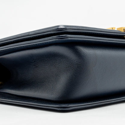 Chanel 20B medium boy bag with top handle Calfskin navy