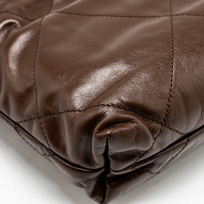 Chanel Mini 22 Bag Shiny Calfskin Chocolate  (microchip)