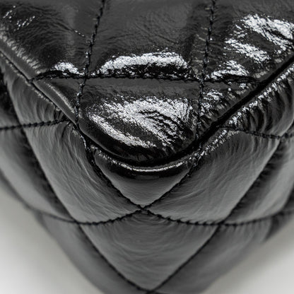 CHANEL 23C Small Hobo bag Shiny Calfskin Black Brushed (Microchip)
