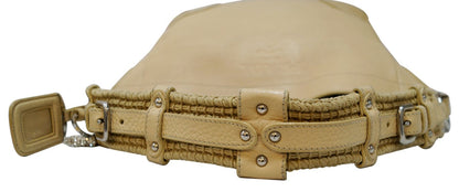 PRADA Cream Leather Daino Hobo Shoulder Bag