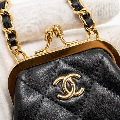 Chanel 23p Mini Coin Purse with Chain Calfskin Black L(microchip)