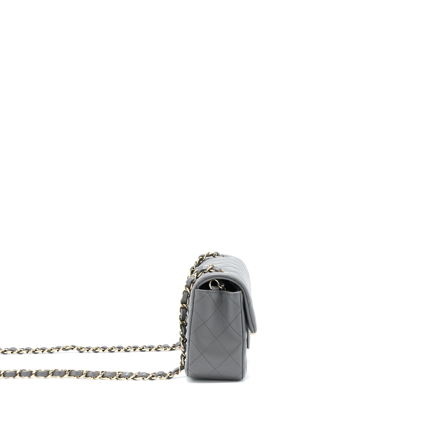Chanel 22A Mini Rectangular Flap Bag Lambskin Grey L (Microchip).