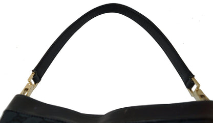 GUCCI GG Signature Monogram Black Leather Shoulder Bag