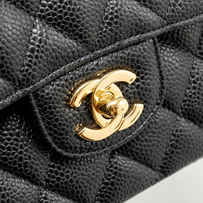 Chanel Medium Classic Double  Flap Bag Caviar  Black