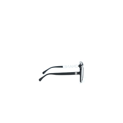 Chanel 5422 Square Sunglasses Crystal Black/White