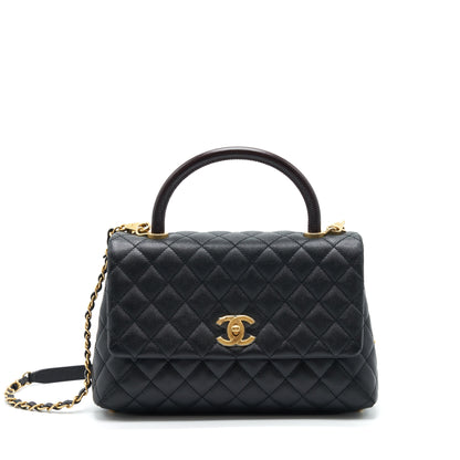 Chanel Medium Coco Handle With Lizard Embossed Handle Caviar Black