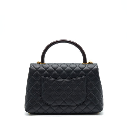 Chanel Medium Coco Handle With Lizard Embossed Handle Caviar Black