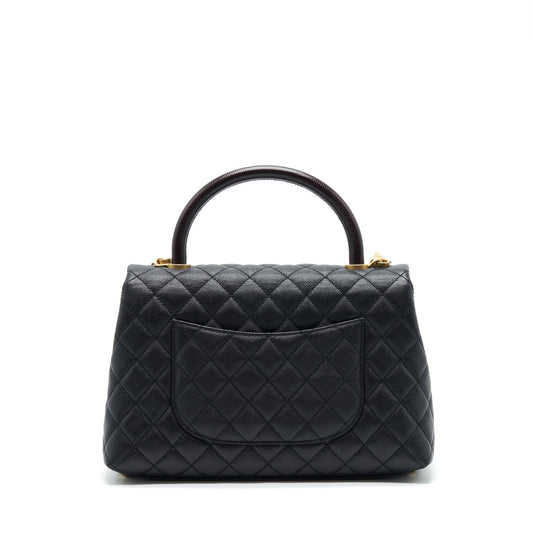Chanel Medium Coco Handle With Lizard Embossed Handle Caviar Black