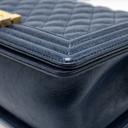 Chanel Medium boy bag caviar navy