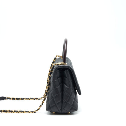 Chanel Medium Coco Handle With Lizard Embossed Handle Caviar Black