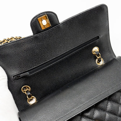Chanel Medium Classic Double  Flap Bag Caviar  Black