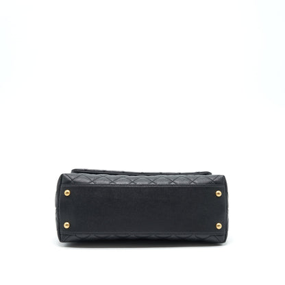 Chanel Medium Coco Handle With Lizard Embossed Handle Caviar Black