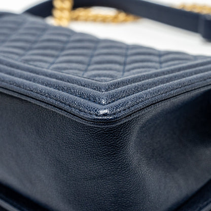 Chanel Medium boy bag caviar navy