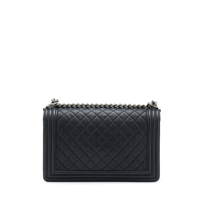 Chanel New Medium 28cm Boy Bag Caviar Black Ruthenium
