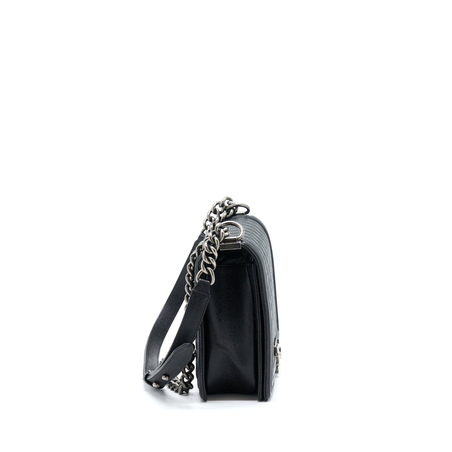Chanel New Medium 28cm Boy Bag Caviar Black Ruthenium