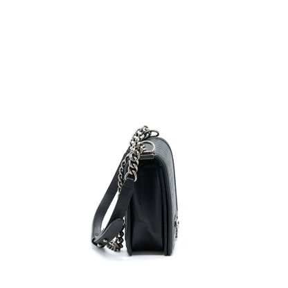 Chanel New Medium 28cm Boy Bag Caviar Black Ruthenium