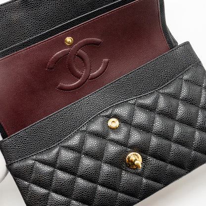 Chanel Medium Classic Double  Flap Bag Caviar  Black
