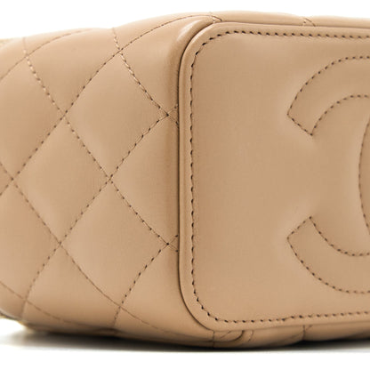 Chanel 22K Gold Pillar Adjustable Chain Long Vanity Lambskin Beige Brushed  (Microchip)