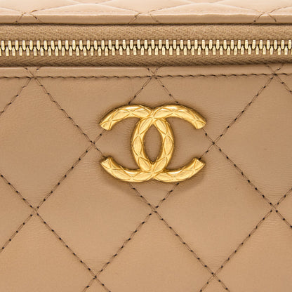 Chanel 22K Gold Pillar Adjustable Chain Long Vanity Lambskin Beige Brushed  (Microchip)