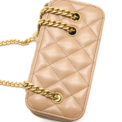 Chanel 22K Gold Pillar Adjustable Chain Long Vanity Lambskin Beige Brushed  (Microchip)