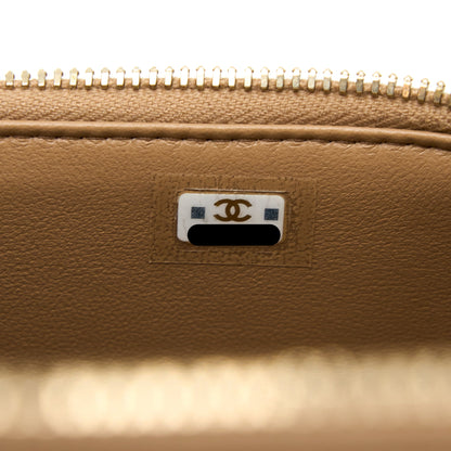 Chanel 22K Gold Pillar Adjustable Chain Long Vanity Lambskin Beige Brushed  (Microchip)