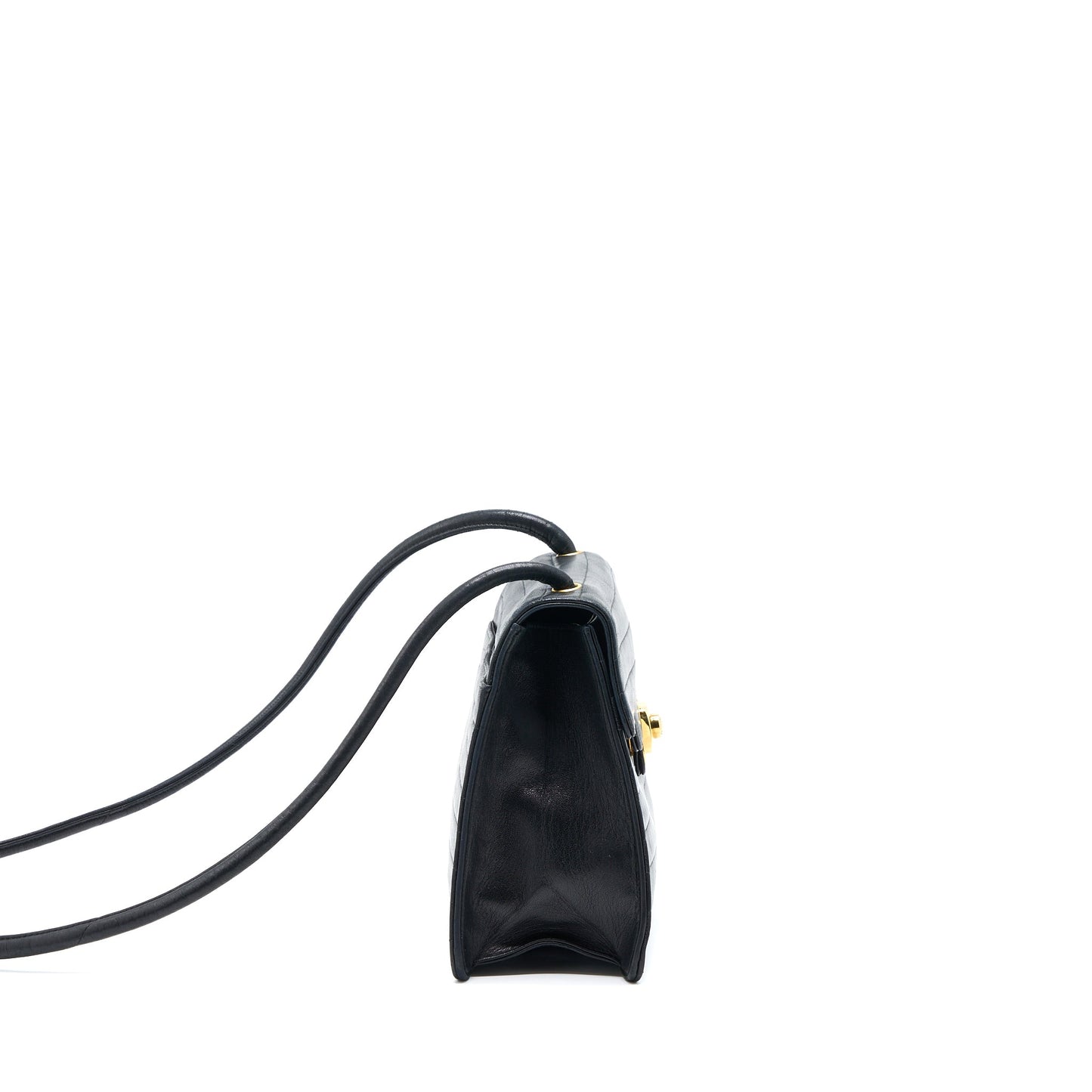 Chanel Vintage Kelly Flap Bag Lambskin Black