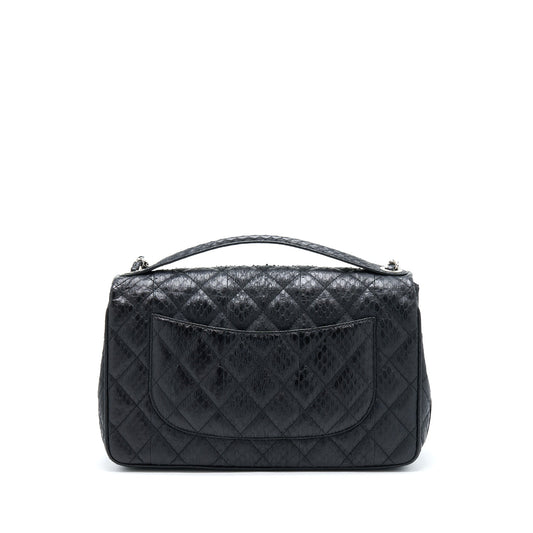 Chanel Top Handle Flap Bag Python Black