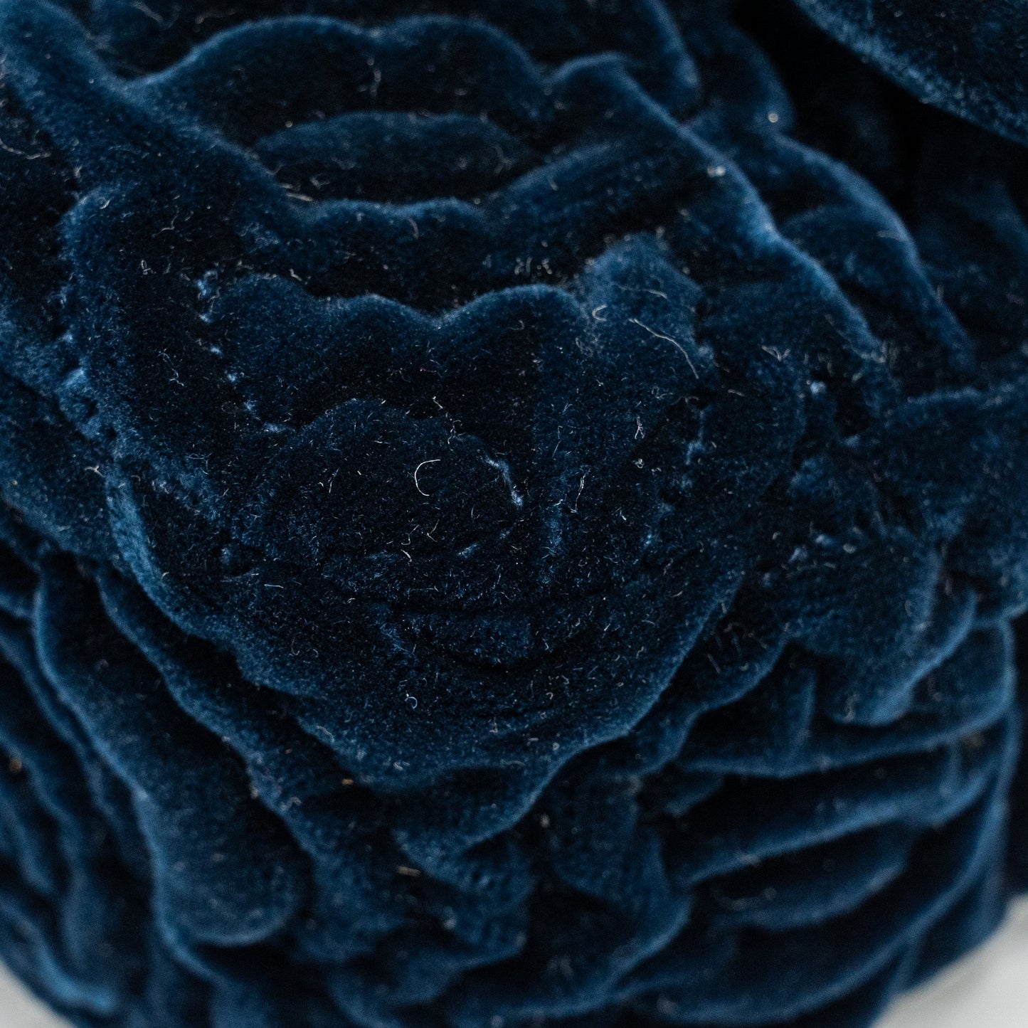 Chanel Camellia Embossed Mini Square Flap Bag Velvet Navy  (microchip)