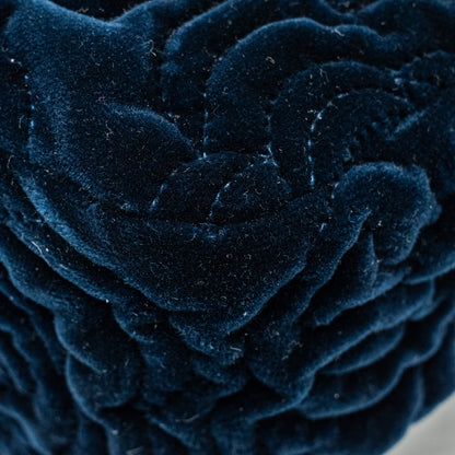 Chanel Camellia Embossed Mini Square Flap Bag Velvet Navy  (microchip)