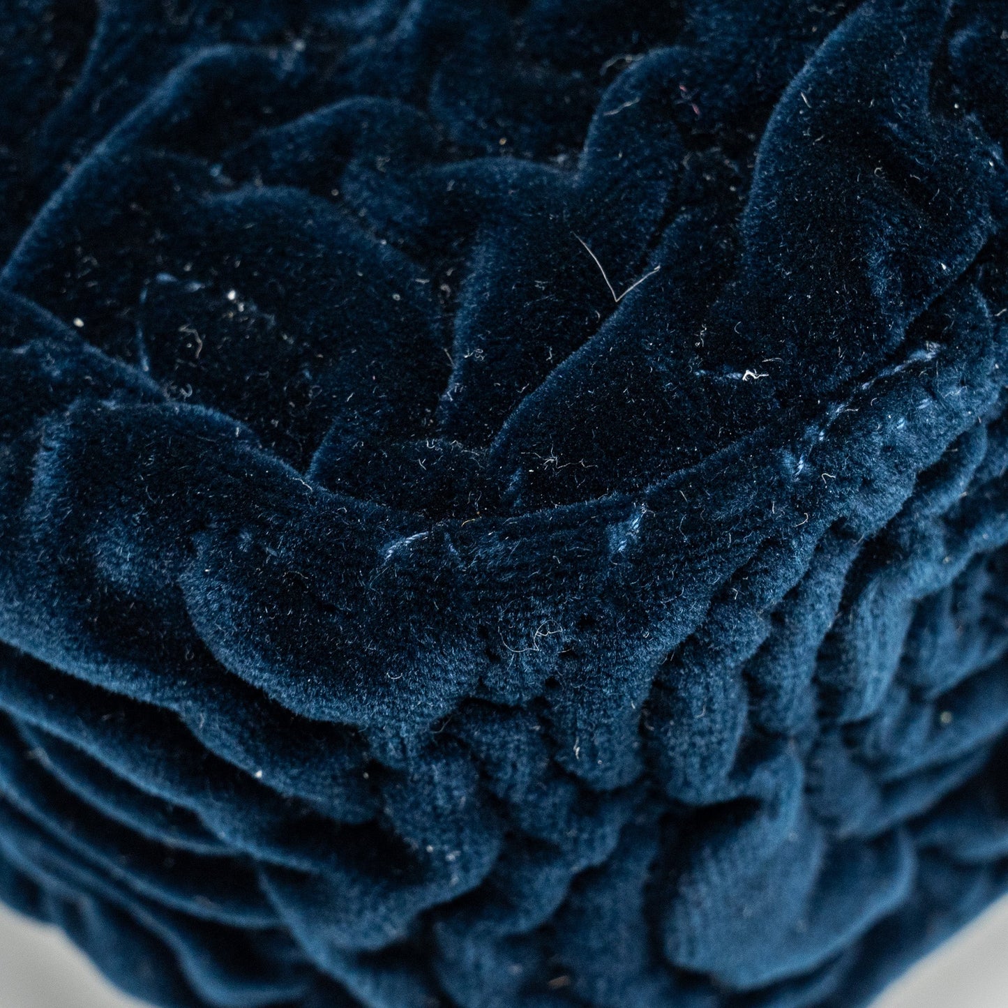 Chanel Camellia Embossed Mini Square Flap Bag Velvet Navy  (microchip)